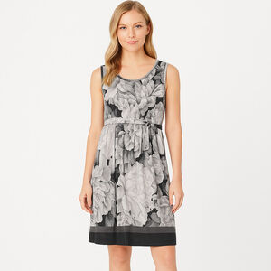 Simply Vera Vera Wang Plus XL Floral Sleeveless Belted Dress Black White
